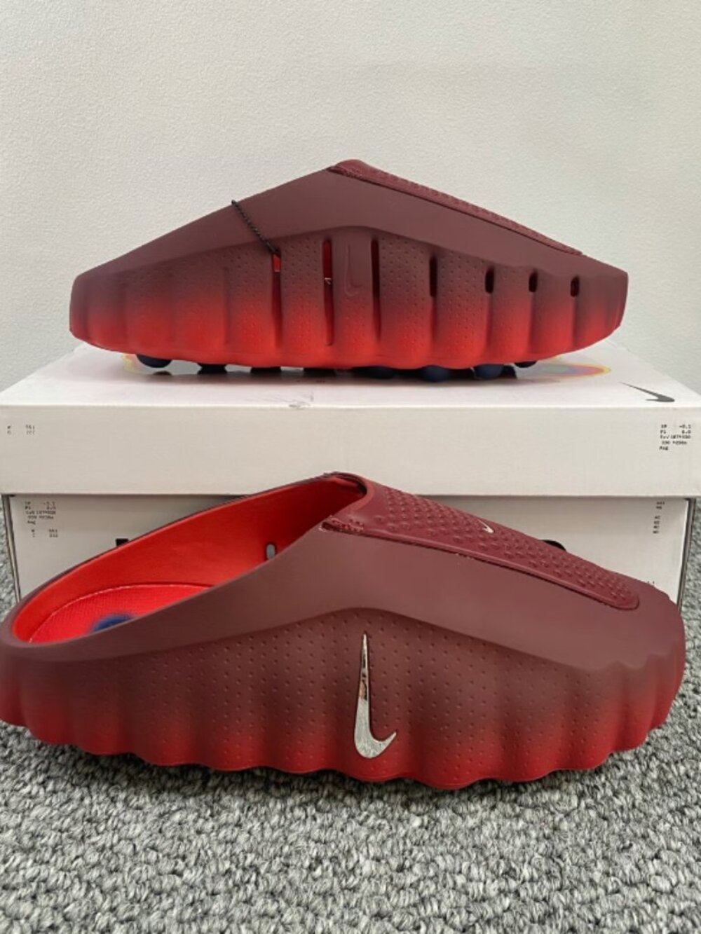 Nike mind 001 Red Gradient Slide with Silver Swoosh